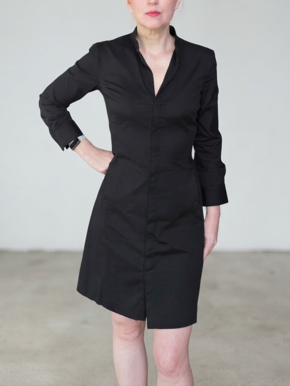 Theory Black Long-Sleeve Shirt Dress 0